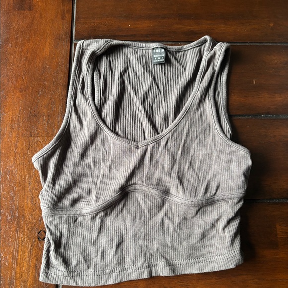 Gray Ribbed Tank Top - Picture 1 of 1
